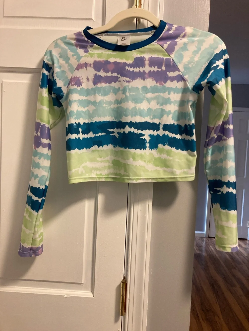 art class Girls Tie-Dye Long Sleeve Rashguard - Blue, Purple & Green